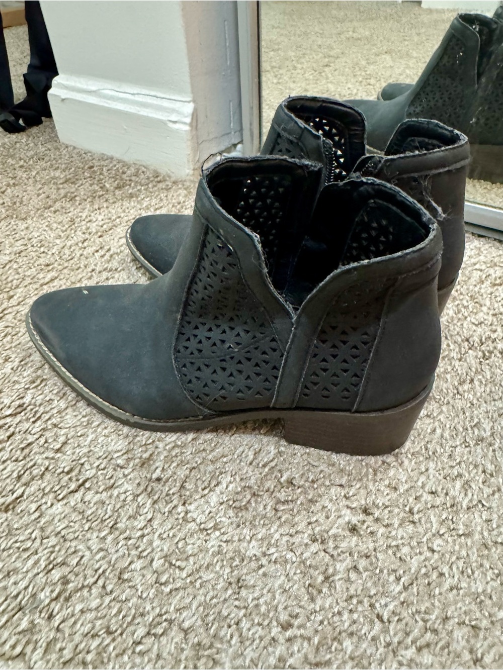 Steve Madden Madden Girl Women's Light Black / Dark Gray Laser-Cut Ankle Booties